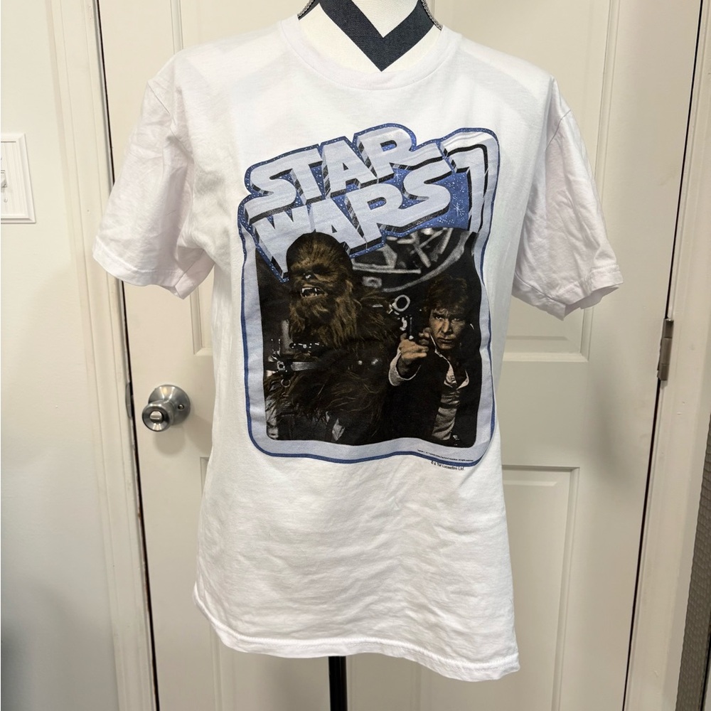 Star Wars Graphic Tee Short Sleeve White/Blue Fandom‎ Retro Chewy Luke Skywalker